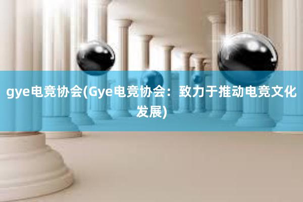 gye电竞协会(Gye电竞协会：致力于推动电竞文化发展)