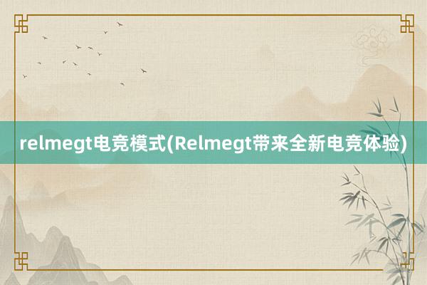 relmegt电竞模式(Relmegt带来全新电竞体验)