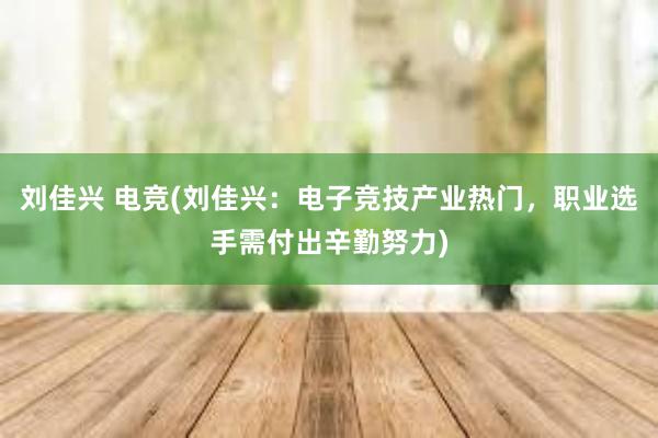 刘佳兴 电竞(刘佳兴：电子竞技产业热门，职业选手需付出辛勤努力)