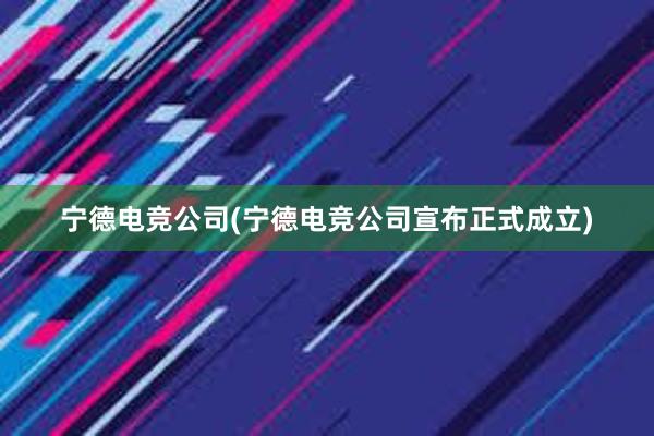 宁德电竞公司(宁德电竞公司宣布正式成立)