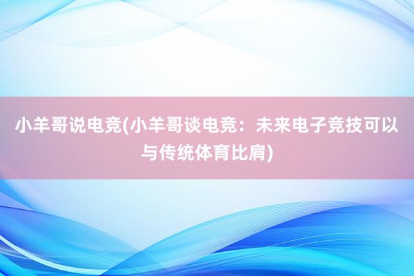 小羊哥说电竞(小羊哥谈电竞：未来电子竞技可以与传统体育比肩)