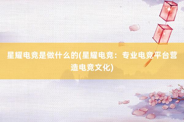 星耀电竞是做什么的(星耀电竞：专业电竞平台营造电竞文化)