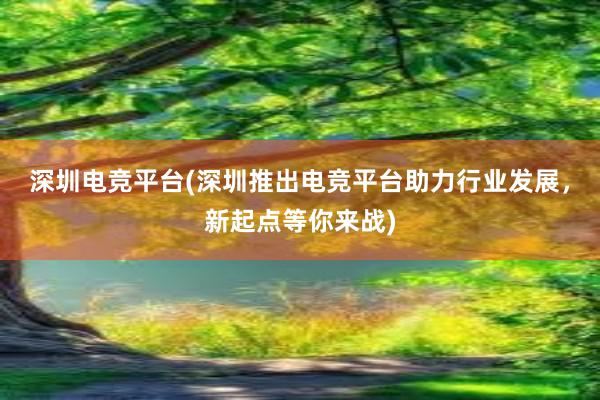 深圳电竞平台(深圳推出电竞平台助力行业发展，新起点等你来战)