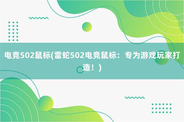 电竞502鼠标(雷蛇502电竞鼠标：专为游戏玩家打造！)