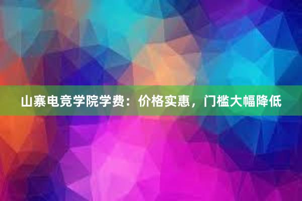 山寨电竞学院学费：价格实惠，门槛大幅降低