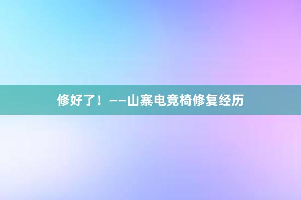 修好了！——山寨电竞椅修复经历