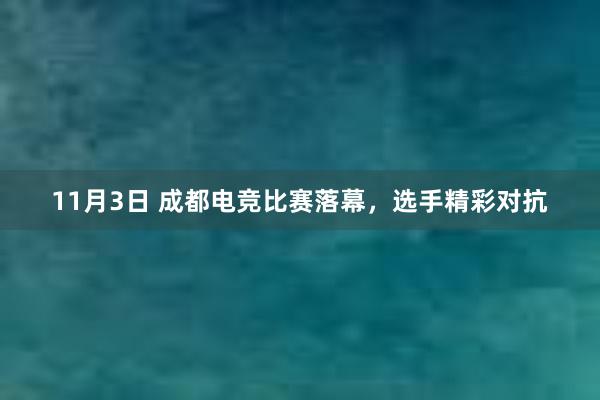 11月3日 成都电竞比赛落幕，选手精彩对抗