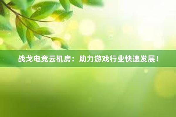 战戈电竞云机房：助力游戏行业快速发展！