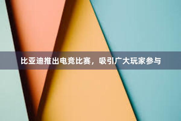 比亚迪推出电竞比赛，吸引广大玩家参与