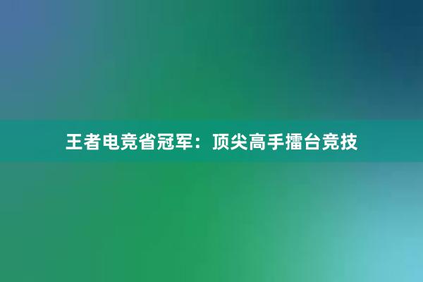 王者电竞省冠军：顶尖高手擂台竞技