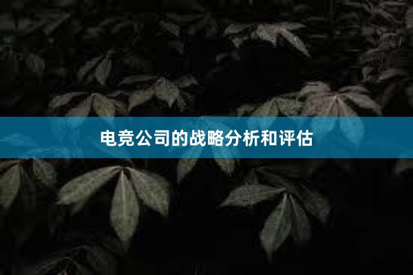 电竞公司的战略分析和评估