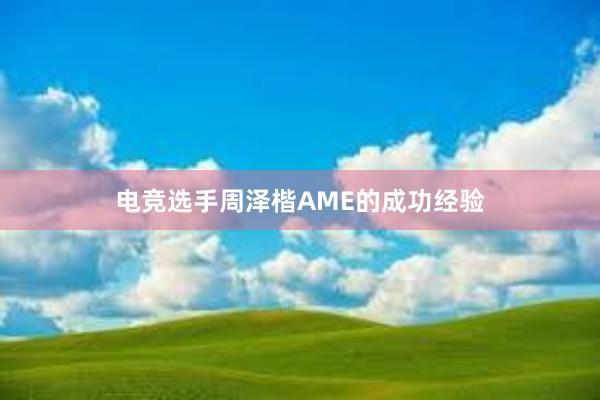 电竞选手周泽楷AME的成功经验