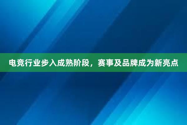 电竞行业步入成熟阶段，赛事及品牌成为新亮点