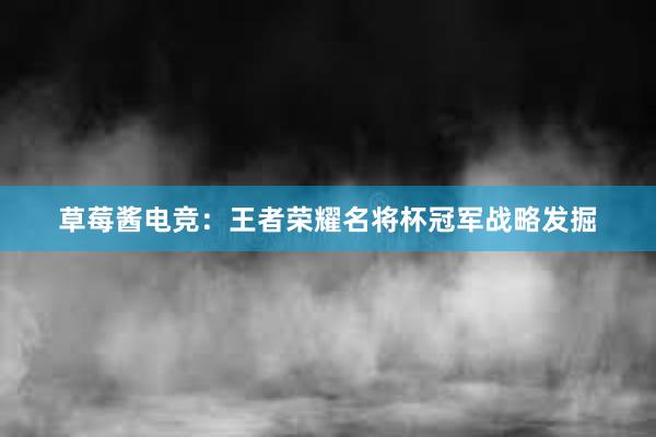 草莓酱电竞：王者荣耀名将杯冠军战略发掘